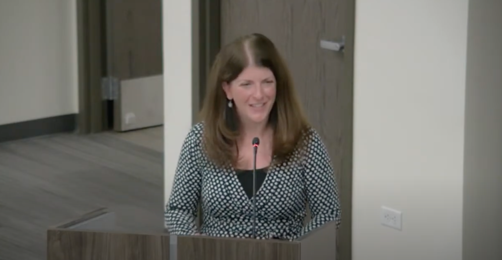Image of Stacey Green presenting to BVSD board